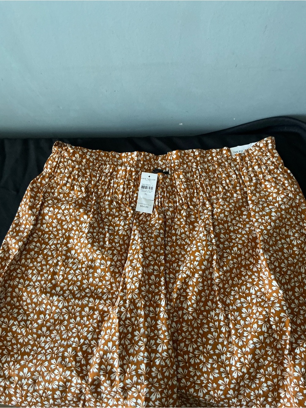 LOFT High Waist Floral Shorts in Rust and White